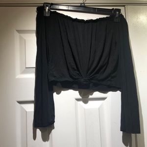 Black Off the Shoulder Crop Top